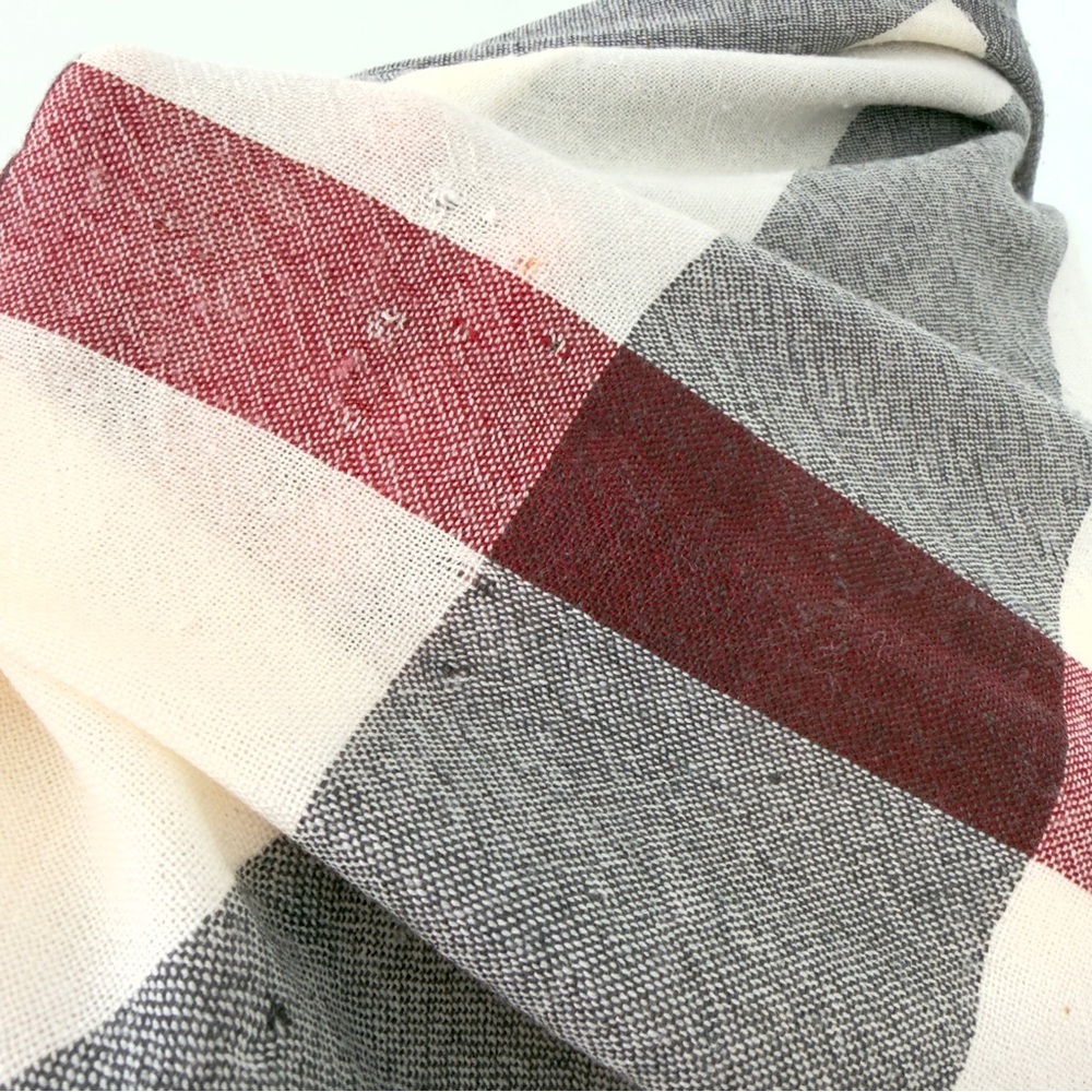 Burberry Checkered Wool Scarf in Cream, Gray, and Red - Picture 4 of 11
